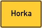 Place name sign Horka, Oberlausitz