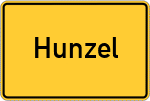 Place name sign Hunzel