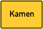 Place name sign Kamen, Westfalen