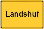 Place name sign Landshut, Isar
