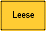 Place name sign Leese, Weser