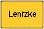 Place name sign Lentzke