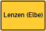 Place name sign Lenzen (Elbe)