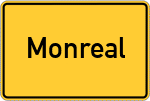 Place name sign Monreal, Eifel