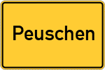 Place name sign Peuschen