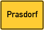 Place name sign Prasdorf