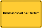 Place name sign Rathmannsdorf bei Staßfurt