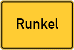 Place name sign Runkel, Lahn
