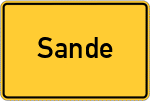Place name sign Sande, Kreis Friesl