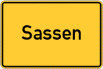 Place name sign Sassen, Vorpommern