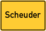 Place name sign Scheuder