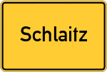 Place name sign Schlaitz