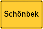 Place name sign Schönbek, Holstein