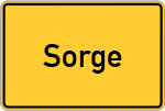 Place name sign Sorge, Harz