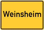 Place name sign Weinsheim, Kreis Bad Kreuznach