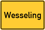 Place name sign Wesseling, Rheinland
