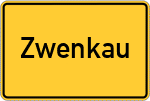 Place name sign Zwenkau