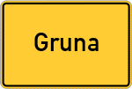 Place name sign Gruna