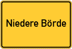 Place name sign Niedere Börde