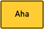 Place name sign Aha