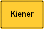 Place name sign Kiener